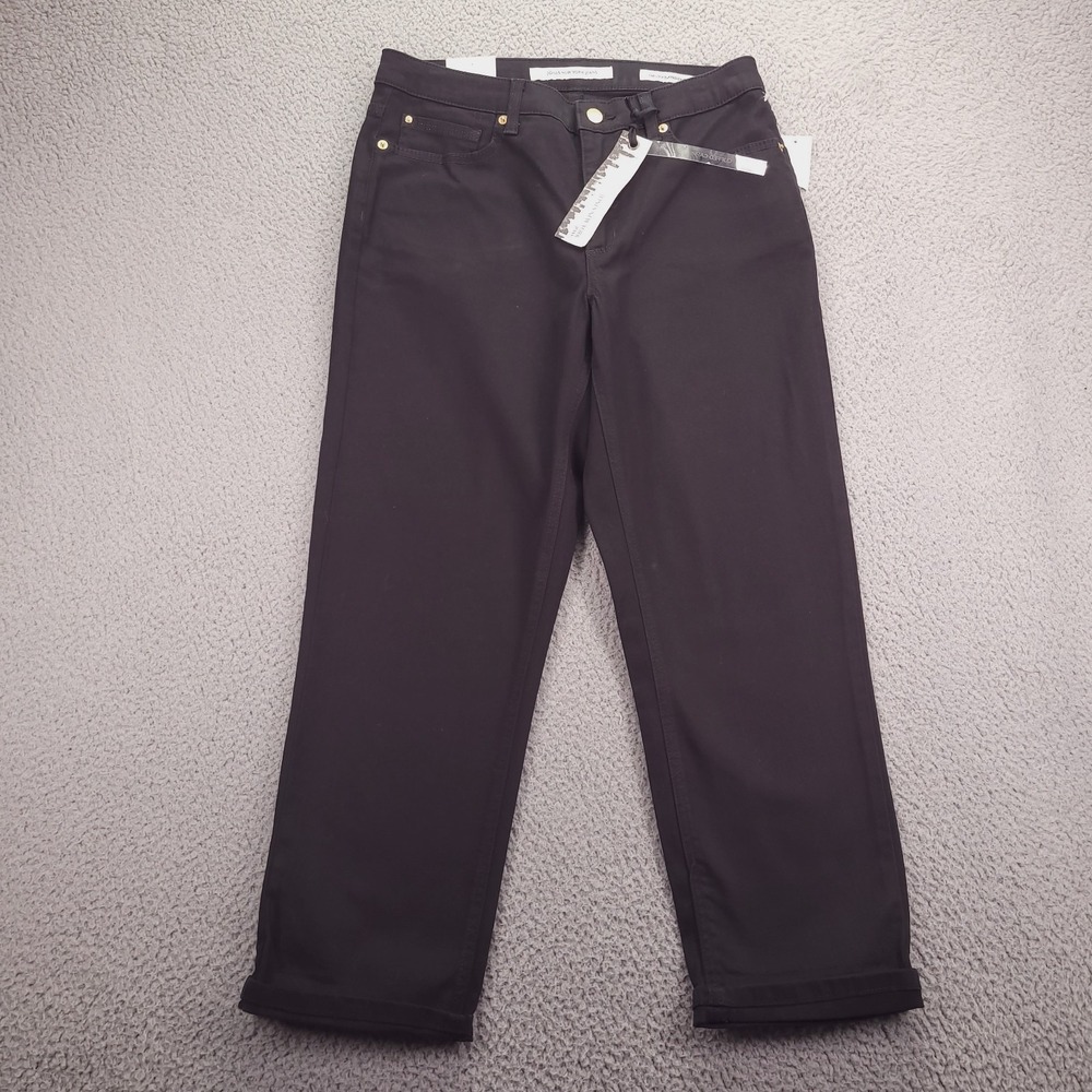 JONES NY Jeans Womens Size 10 Chelsea Cuffed Capri Black Stretch Denim 30x25 NEW